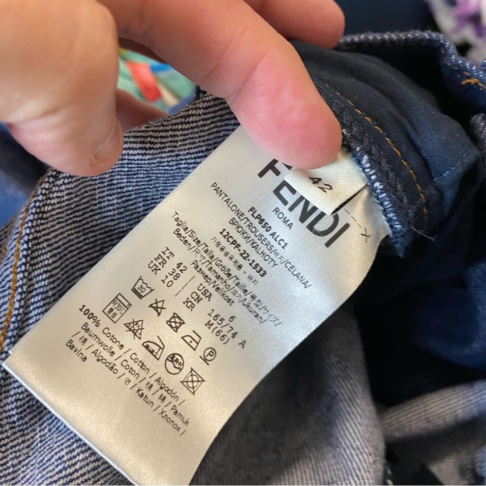 Fendi Wide Dark Wash Women's Size 42/6 Rigid Cotton Trouser Jeans Authentic - Picture 15 of 16
